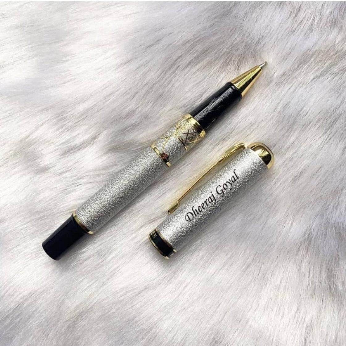 Personalized Silver Heavy Roller Pen | Customized Name Pen - BBD GIFTS