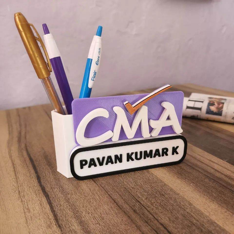Pen Stand For CMA | Profession Table Tops with Pen Stand | Cooperative Gifts | Office Gifts | CMA Desk Name Plate - BBD GIFTS