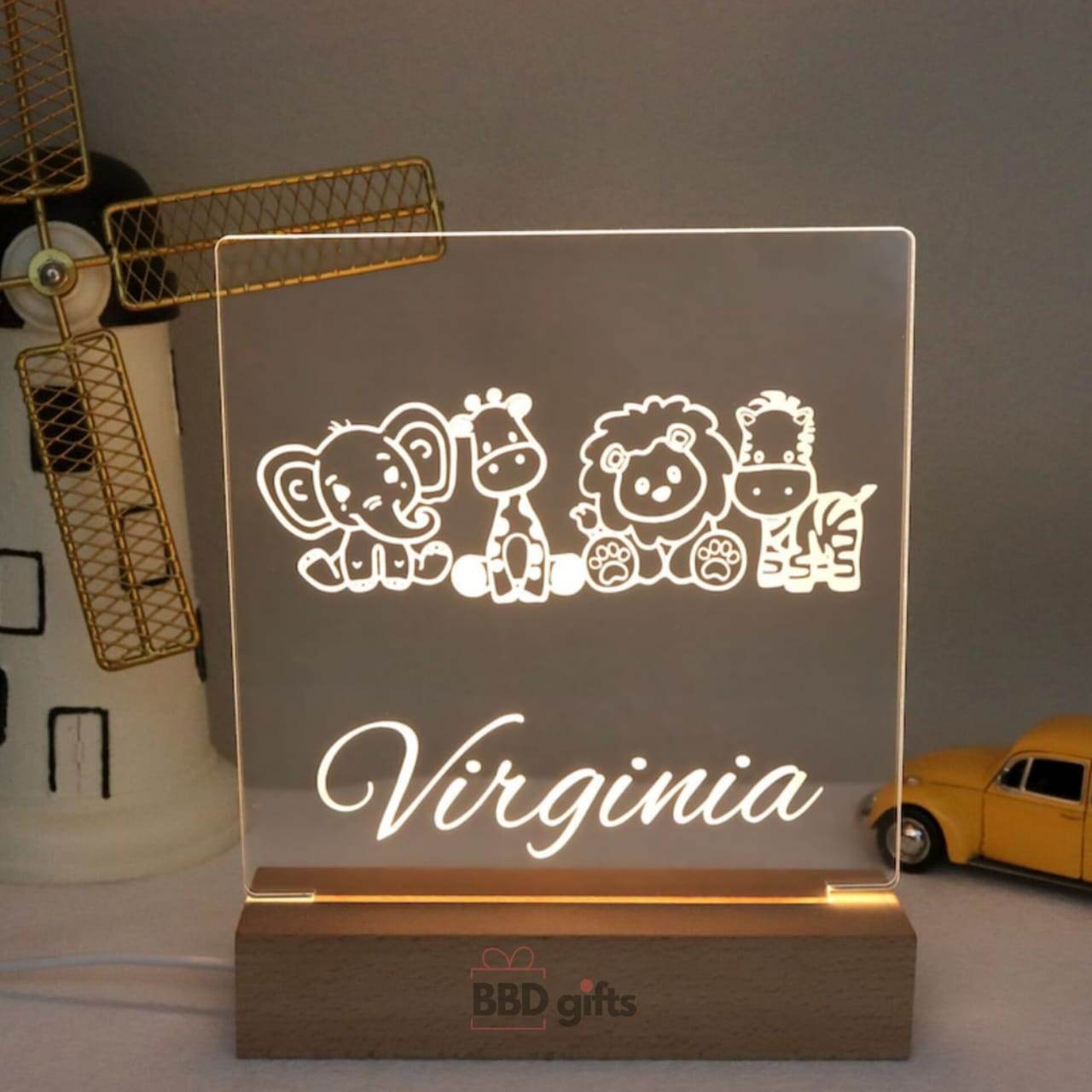 Kids LED Night Lamp - Personalized Night Light with Moon & Stars - Nursery Decor Custom Name Light Night Gift - Kids Room Decor - BBD GIFTS
