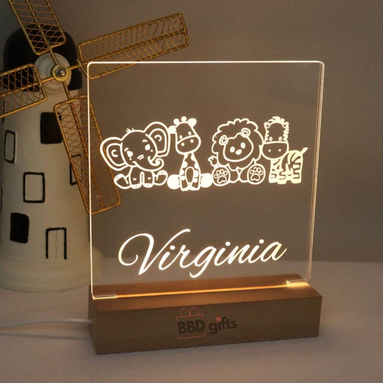Kids LED Night Lamp - Personalized Night Light with Moon & Stars - Nursery Decor Custom Name Light Night Gift - Kids Room Decor - BBD GIFTS