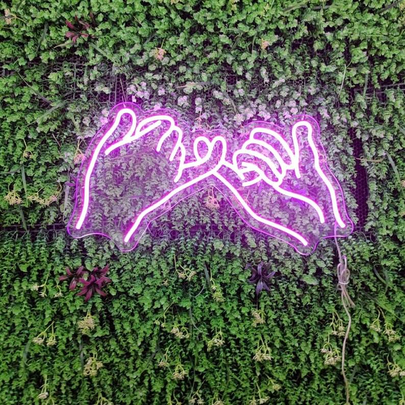 Pinky promise|Custom Neon Hands | Couple Hand neon sign | Couple Goals | Neon sign - BBD GIFTS