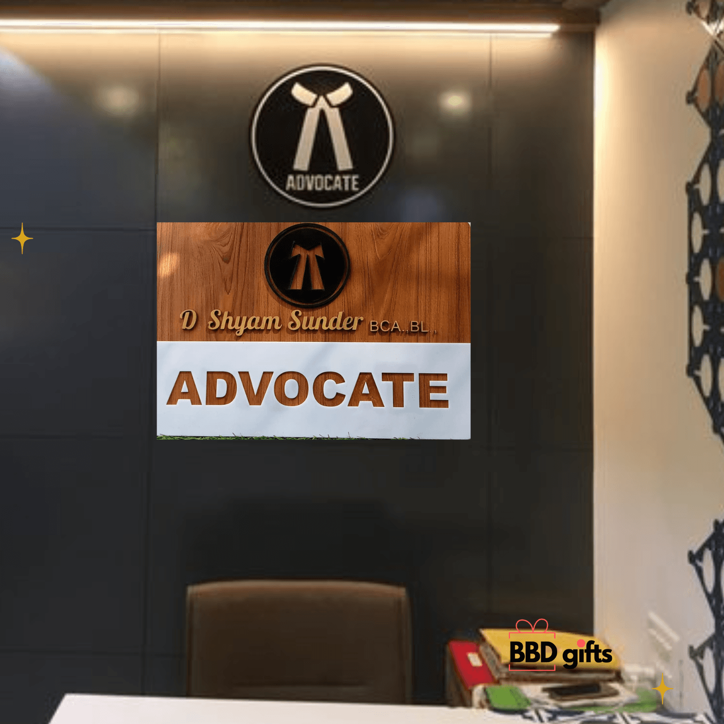 Customized Advocate Wooden Acrylic Name Plate | advocate gifts - BBD GIFTS