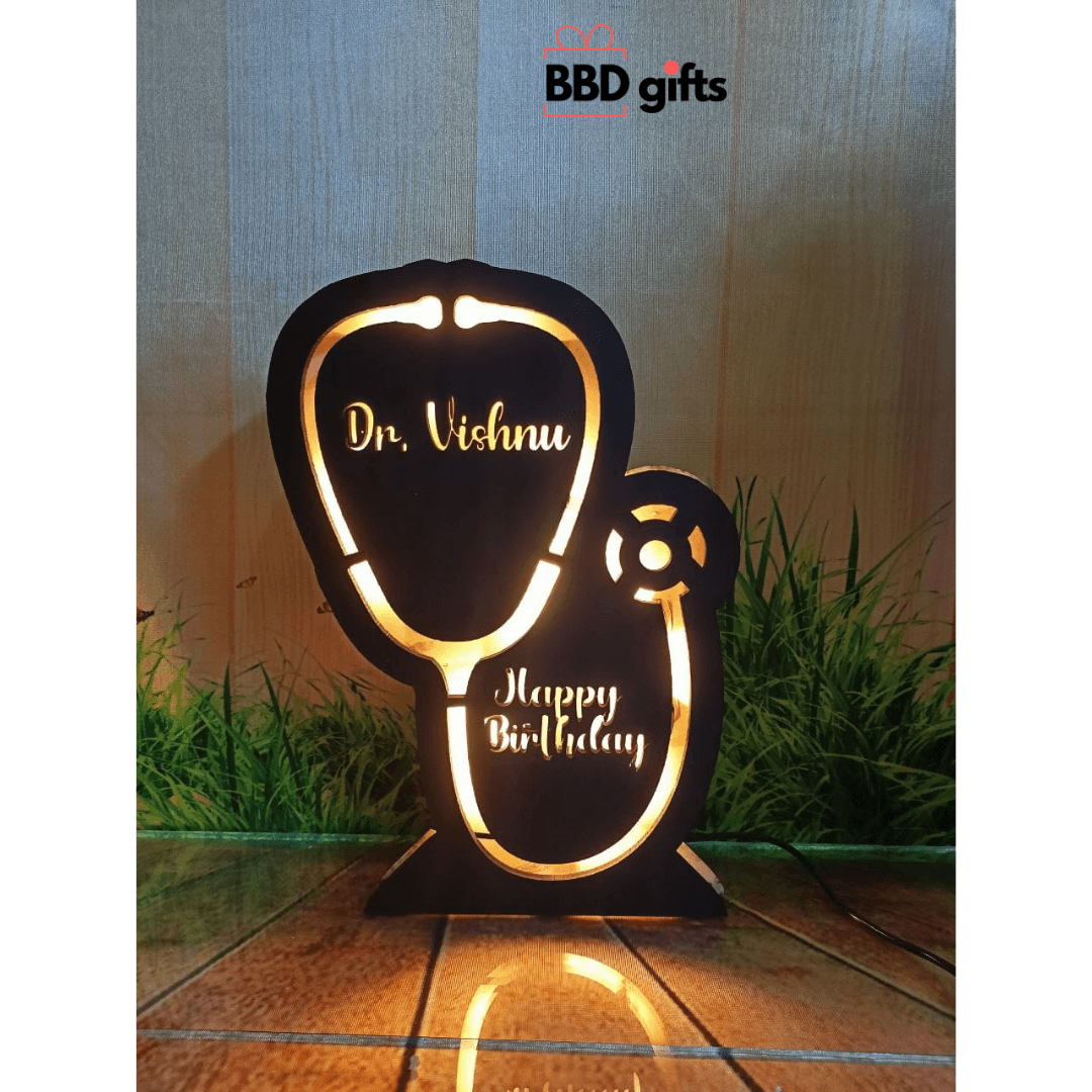 Personalized Doctor LED Stethoscope Tabletop Decor | Custom Nameplate