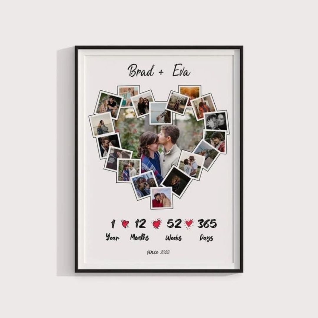1 Year Anniversary Heart Collage Gift For Couples