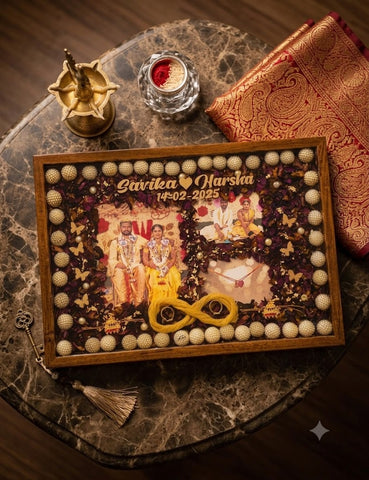 Personalized Wedding Keepsake Frame | Preserved Varmala & Wedding Memories