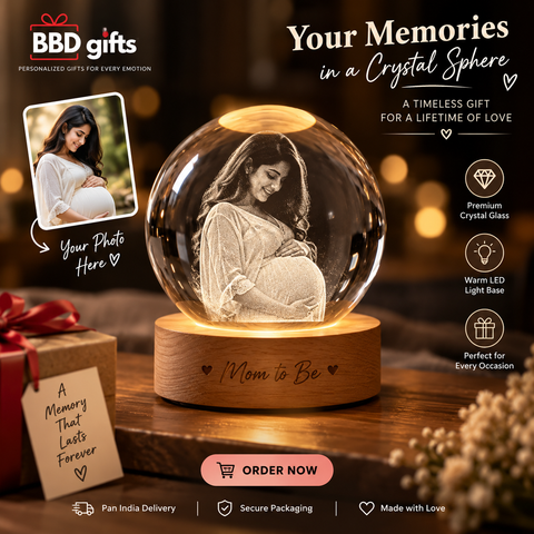 Personalized Baby Sonography Crystal Ball with LED Base