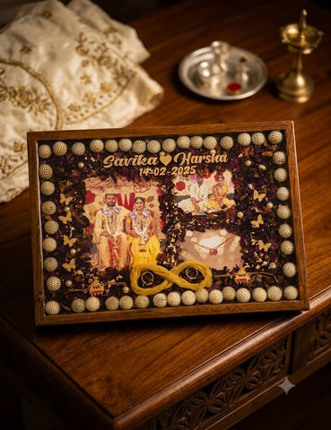 Personalized Wedding Keepsake Frame | Preserved Varmala & Wedding Memories