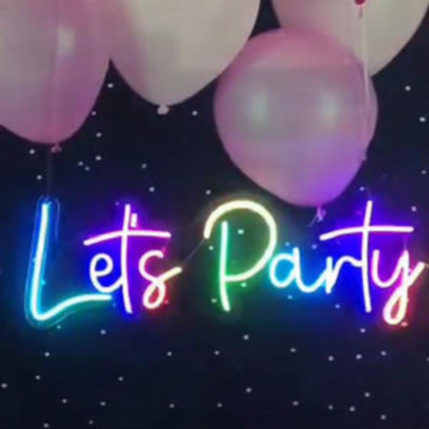 Lets Party Neon | Led Neon Signs | Multi colour neon sign | Neon sign for wall decor multi colour - BBD GIFTS