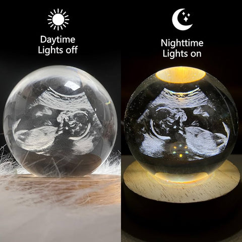 Personalized Baby Sonography Crystal Ball with LED Base