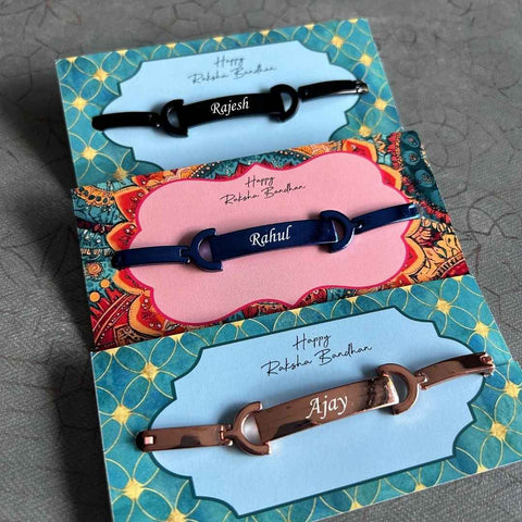 Brass Rakhi Bracelet with Name Engraving