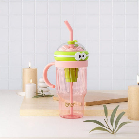 Personalized Cartoon Sipper Bottle with Straw