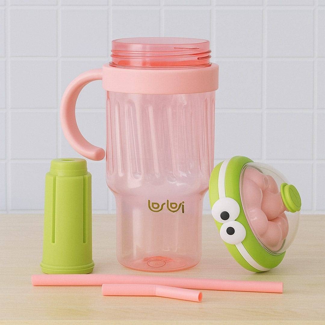 Personalized Cartoon Sipper Bottle with Straw