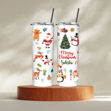 Personalized Christmas Stainless Steel Skinny Tumbler with Straw