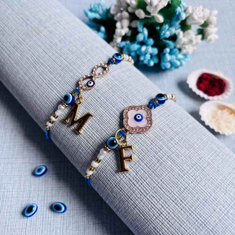 Custom Evil Eye Rakhi with Letter Personalization