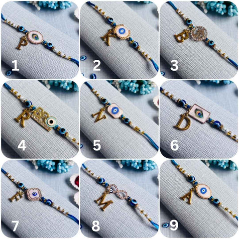 Custom Evil Eye Rakhi with Letter Personalization
