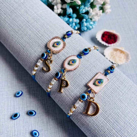 Custom Evil Eye Rakhi with Letter Personalization