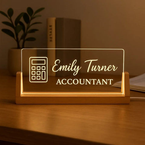 Custom LED Name Plate for Accountants – Personalized Tabletop Desk Light