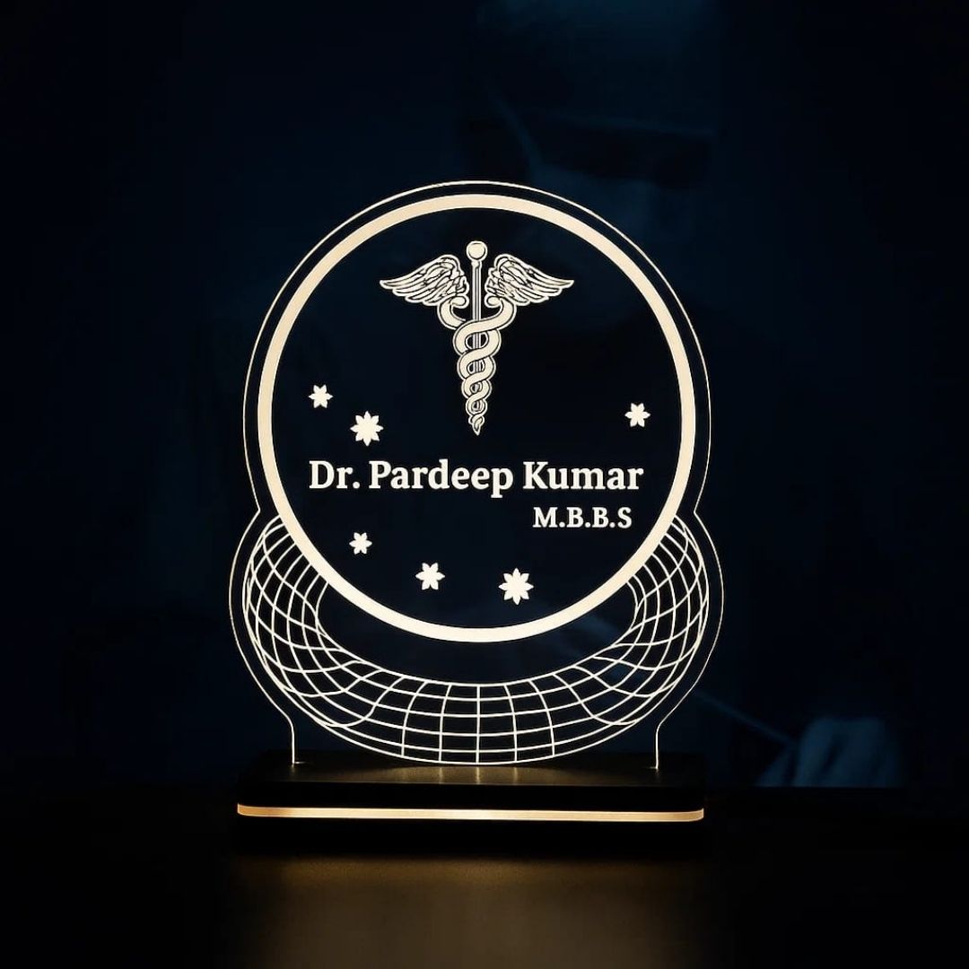 Customized Doctor LED Acrylic Name Plate – Glowing Medical Desk Decor ...