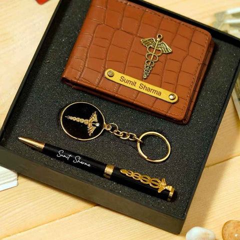 Doctor Gift Combo – Custom Wallet, Pen & Keychain