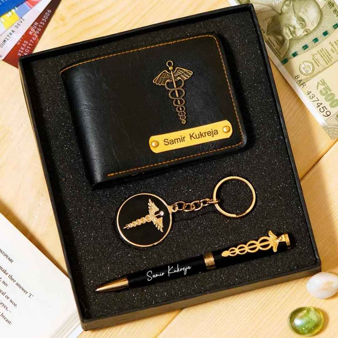 Doctor Gift Combo – Custom Wallet, Pen & Keychain