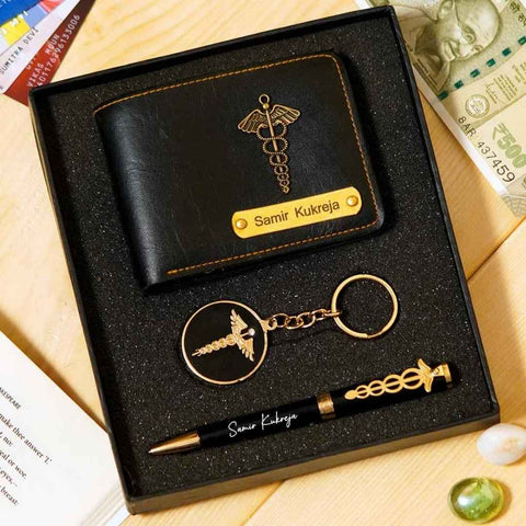 Doctor Gift Combo – Custom Wallet, Pen & Keychain