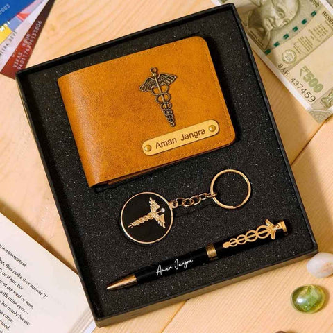 Doctor Gift Combo – Custom Wallet, Pen & Keychain