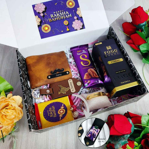 Luxury Bhai Rakhi Hamper with Custom Name & Photo