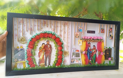 Partition Frame for wedding | Special 3 D Miniature Frame | Wedding Miniature frame | Shadow Box | Best gift for anniversary | Birthday Gift