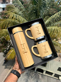 Wooden Flask Cup Set - Customized Bottle - Personalized Bottle - Birthday Gift - Wooden Bottle