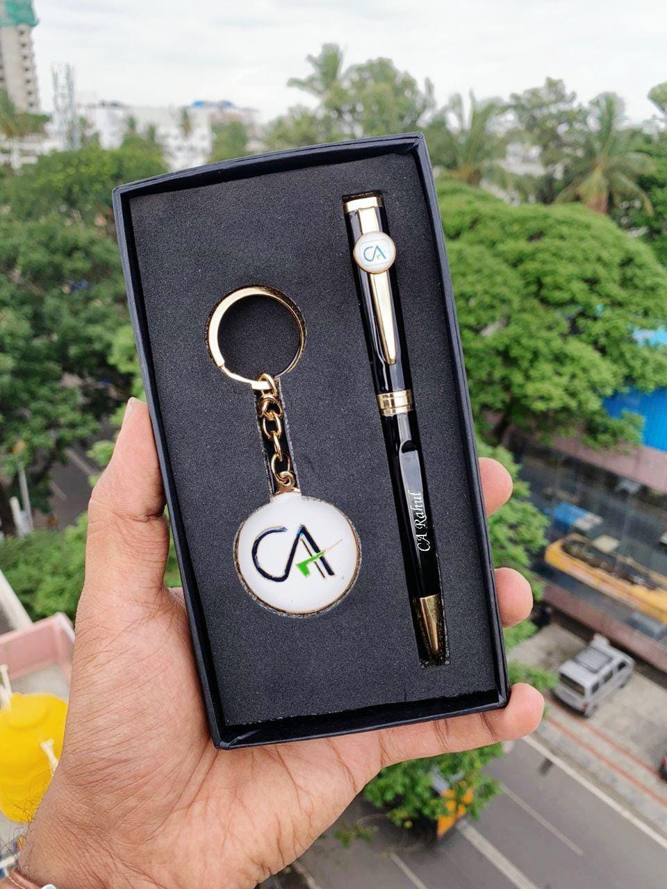Gift Set of Double Side Card Holder, Pen and Key Chain (Q-31) - PYG Corp