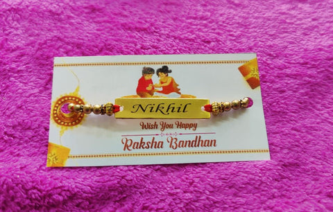 Custom Engraved Metallic Name Rakhis