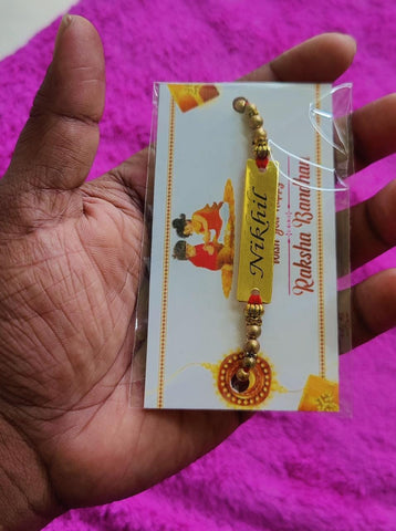 Custom Engraved Metallic Name Rakhis