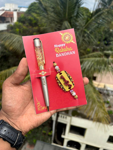 This Rakhi Special gift set includes a Name Rakhi and Pen, customised with the receiver's name. It comes in card packaging and can be ordered in any of the four models available from Chart 2.0. Delivery is free, and dispatched in three working days after payment. Celebrate this Raksha Bandhan season in style.
