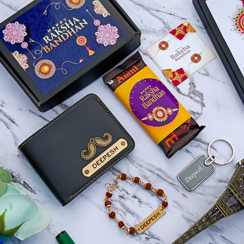 Rakhi combo | Rakhi gift combo | Combo for brother | Customized rakhi combo | Rakhi gift hamper | Metal Rudraksha combo | Rakhis for brother