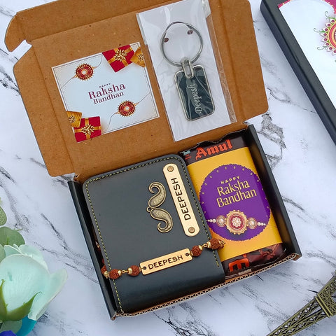 Rakhi combo | Rakhi gift combo | Combo for brother | Customized rakhi combo | Rakhi gift hamper | Metal Rudraksha combo | Rakhis for brother
