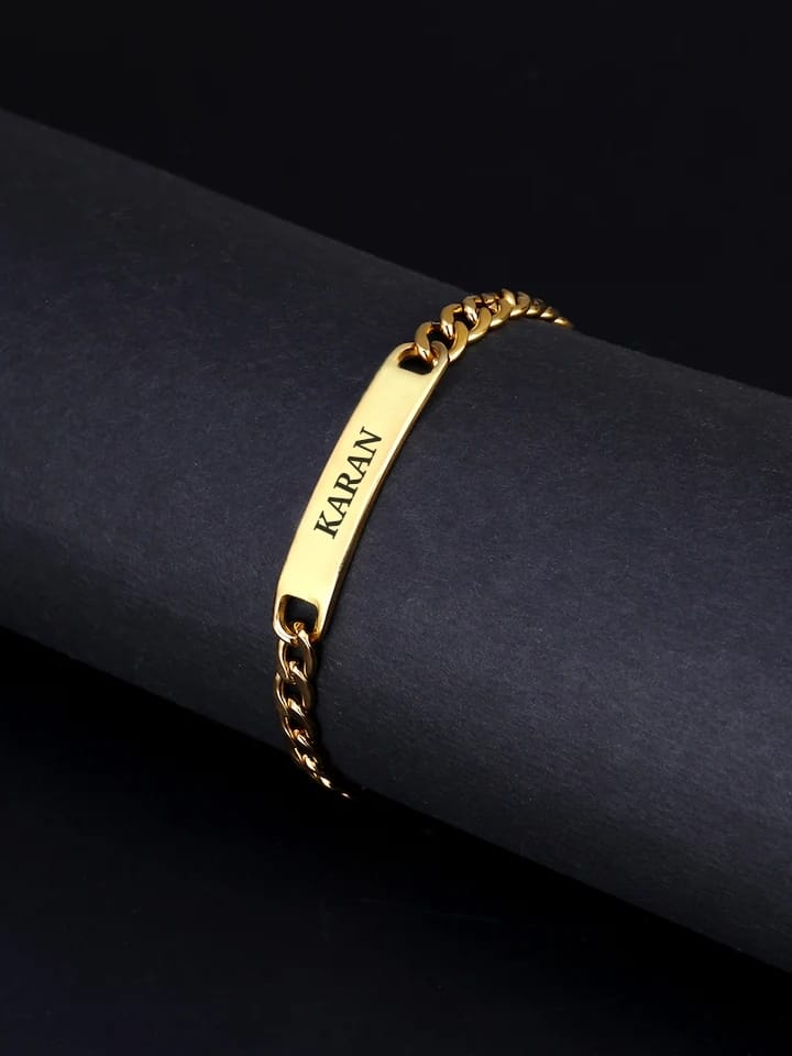 Personalized gold leather bracelet 3 names for men - ZYMALA