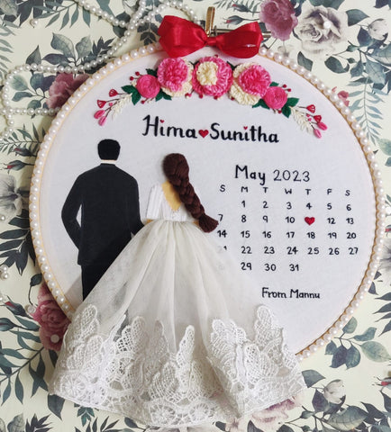 Couple Wedding Embroidery Hoop Art