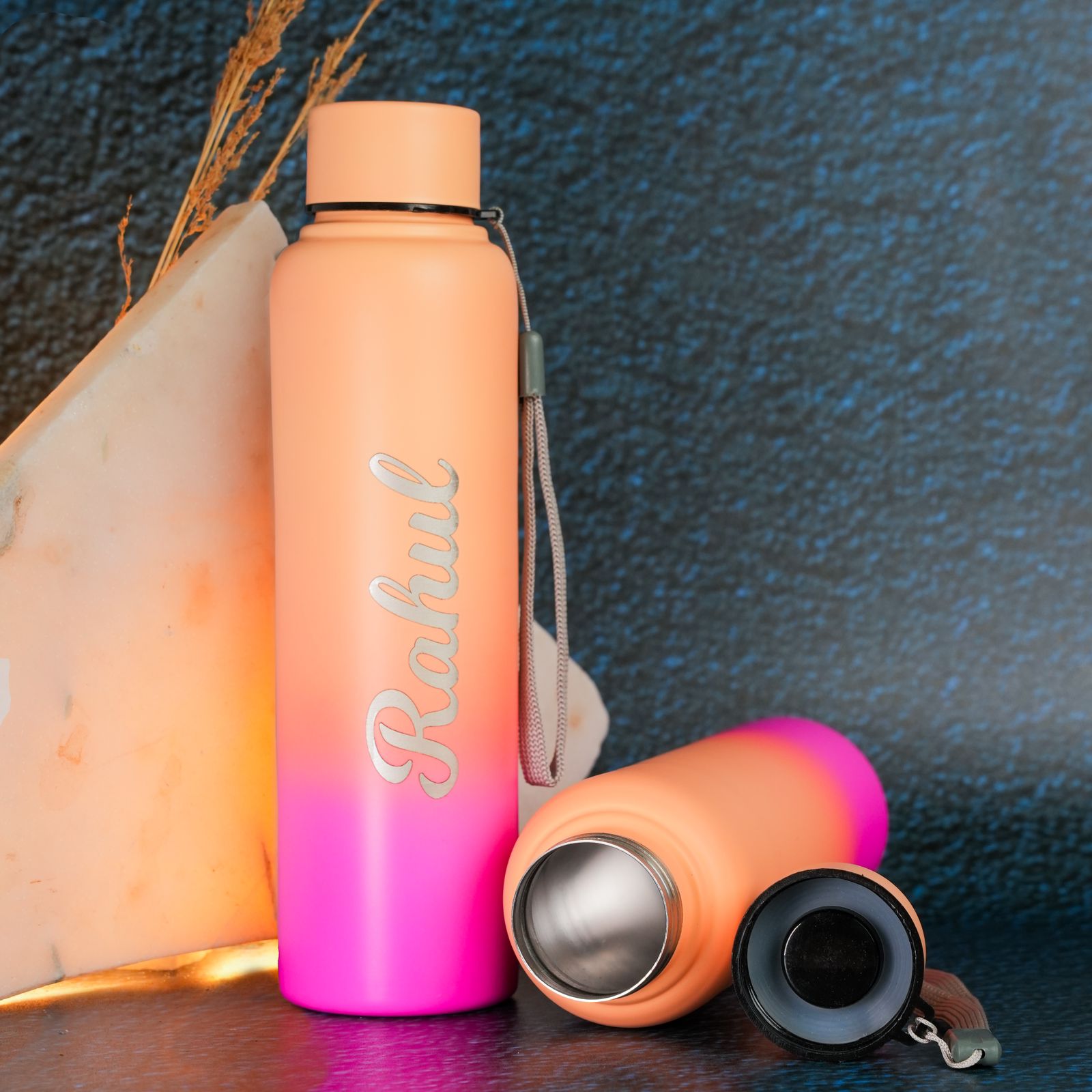 Nano Dual Tone Orange Pink Bottle | Customise Bottle | Personalized Bottle | Gift for her | Stainless steel | Gift for girls
