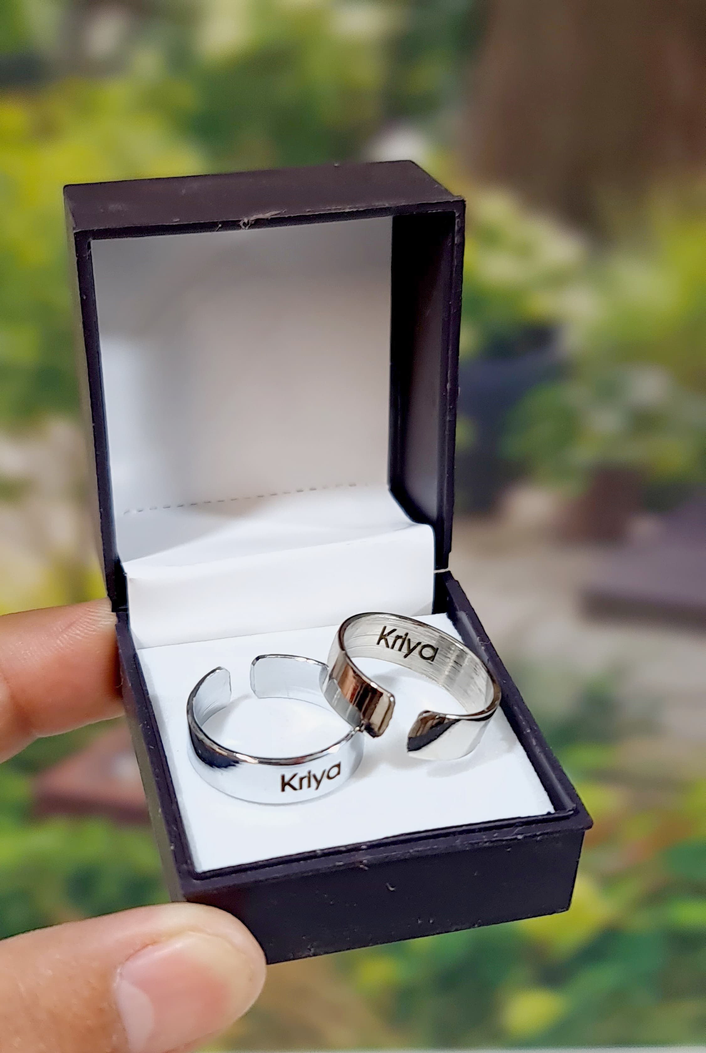 Couple Name Engraved Diamond Rings |
