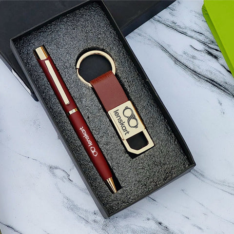 Mini Gift Hamper for Diwali | Metal pen Keychain Premium combo | Diwali Special gift