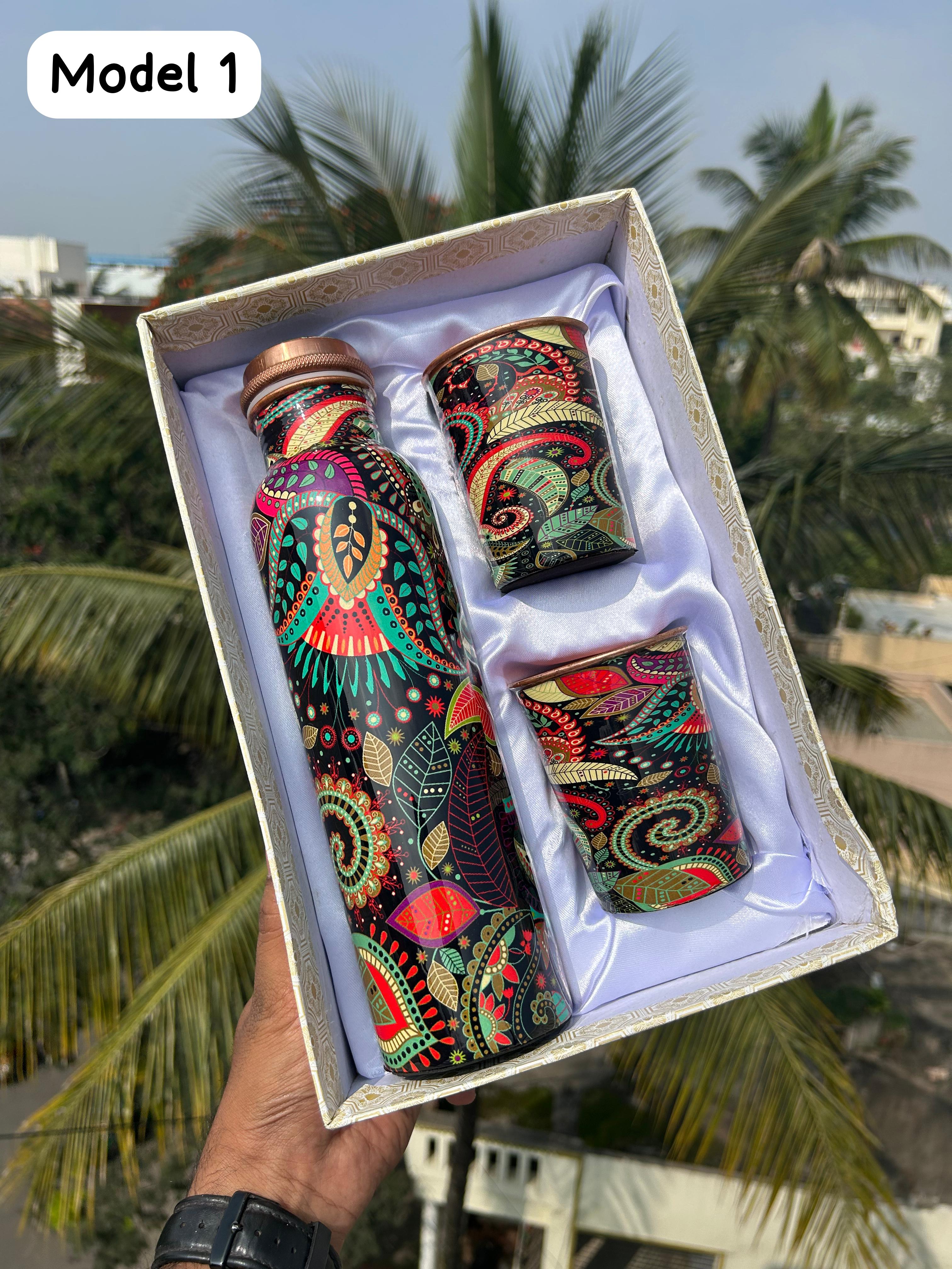 Customized Copper Bottle & Glass Gift Set | Couples Gift | House Party