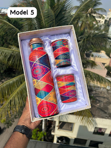 Printed Copper Bottle Gift Set | Diwali hamper | Best Gift for Diwali | Diwali gift box | Diwali Gift Hamper