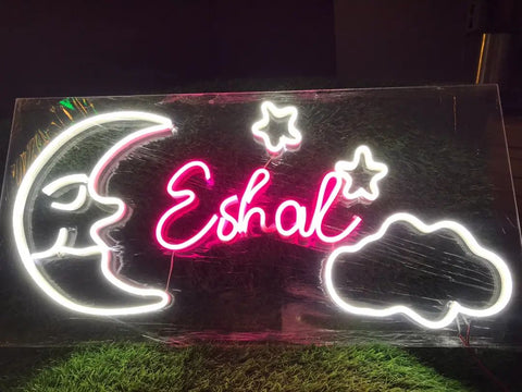 Kid's Room  Decor Neon Sign | kids Neon Name Heart Sign | Moon star neon sign