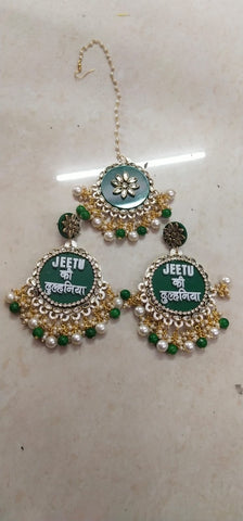 Customizable Dulhaniya Earrings with Mangtikka | Quirky Indian Wedding Jewelery | Best gift for bridal | Wedding jewellery | Customise Earrings | Bridal collection