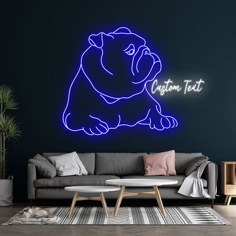 Customise bull Dog Neon light With Wall Decor| Custom Name Bulldog Led Sign for nursery - BBD GIFTS