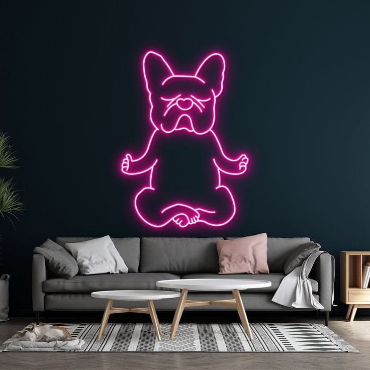 French Bulldog Yoga Pose Neon Signs