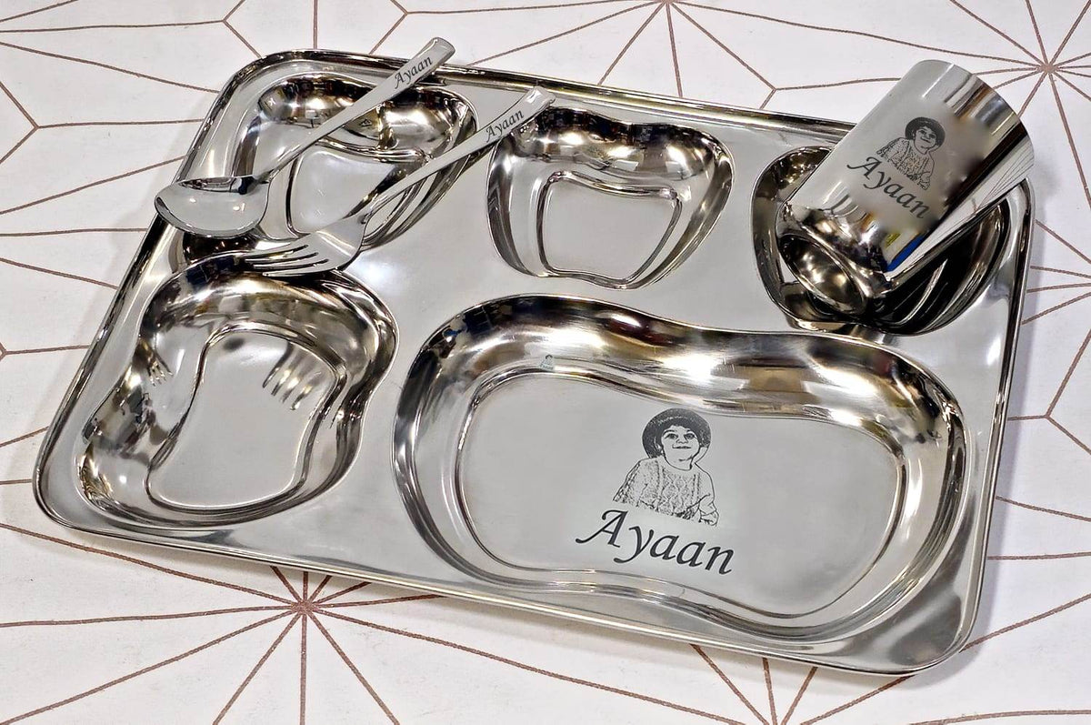 Personalized Tiffin Plate Gift Set for Kids with Photo & Name
