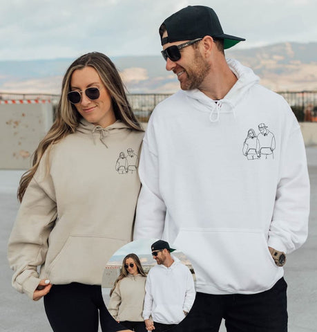 Matching Couple Hoodies | Custom potrait couple hoodie| Couple Hoodies for best friend | Couple Hoodies | Anniversary gift| Wedding gift | Best gift for Couples | Gift for couples