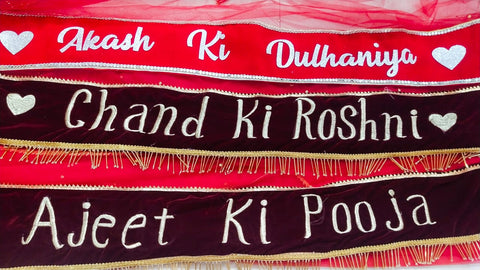 Customise Embroidery Dupatta | Bride And Groom Name Bridal Dupatta | Customise Bridal Dupatta | Wedding Special | Gift for bride | Gift for her