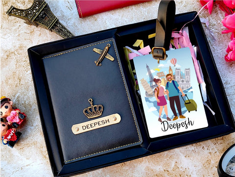 Personalized Passport Cover | Luggage Tag Combo | Leather Passport | Any picture Customization | - BBD GIFTS